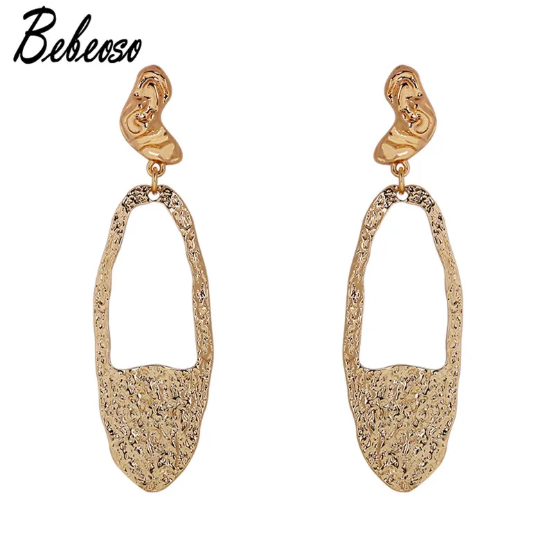 Bebeoso Gold Color Water Drop Earrings For Woman Trendy High Quality Long Pendients Oorbellen Metal Dangle 2018 | Украшения и