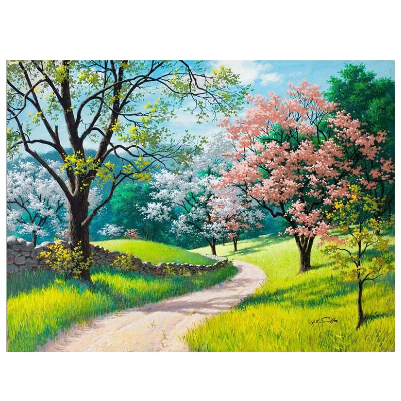 

Frame DIY Scenic woods Painting By Number Handpainted Oil Painting Modern Wall Art Picture For Home Decor 40x50cm Gift