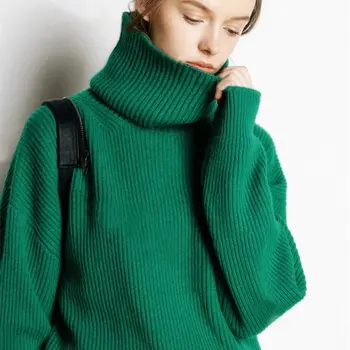 

Smpevrg turtleneck winter thick knit sweater women sweaters and pullovers long sleeve loose women pullover female knitted jumper
