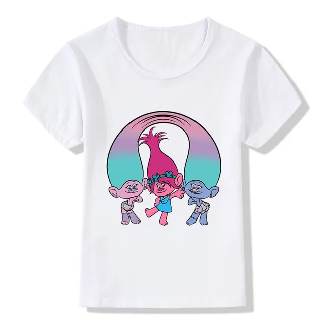 Children Cartoon Trolls Poppy Magic Funny T-shirts Kids Summer Tops Baby Short Sleeve Clothes Toddler Girls T Shirt,ooo2173 5
