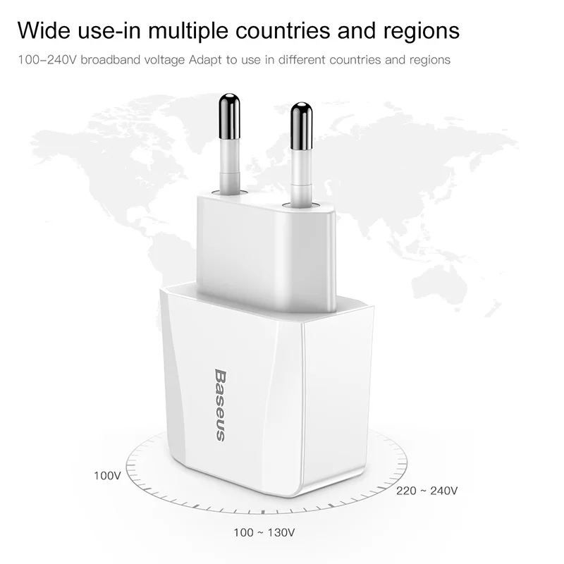 Baseus 5V 2.1A USB зарядное устройство Dual-U быстрое USB зарядное устройство дорожное настенное зарядное устройство адаптер ЕС для iPhone samsung Xiaomi зарядное устройство для мобильного телефона