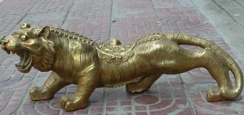 

USPS to USA S2147 28" Chinese Brass Folk animal wealth Fengshui Zodiac Year Tiger sculpture Statue