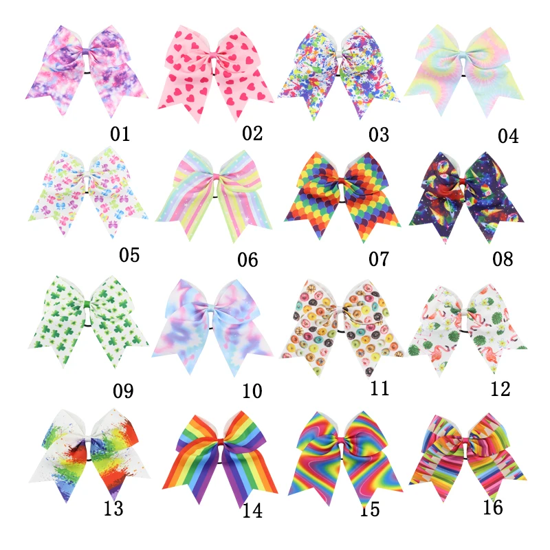 Large Colourful Boutique Rainbow Striped Bows Hair Elastics Hair Rubber Bands Kids Girls Hairbands Hair Accessory (4)
