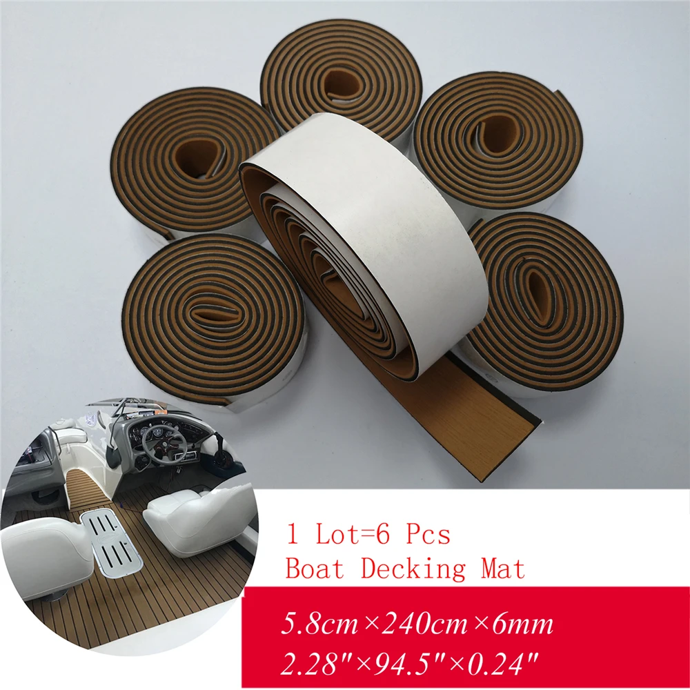 

Boat Teak Decking Sheet Light Brown Marine Flooring Mat EVA Foam Self Adhesive Tape 5.8CMx240CMx6MM Boat Yacht Accessories