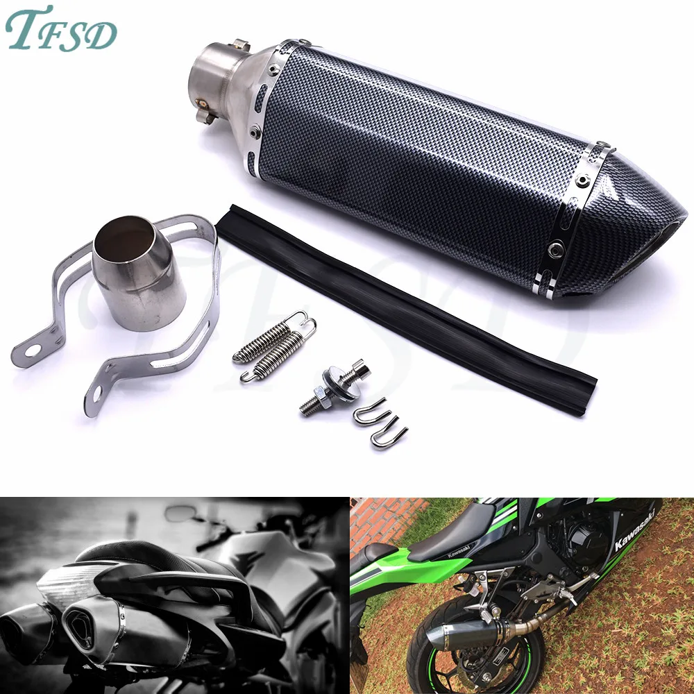 

36-51mm Universal Motorcycle Akrapovic Exhaust Modified Muffler Pipe For Kawasaki ZX9R ZX10R ZX12R Z1000 Versys 1000 W800