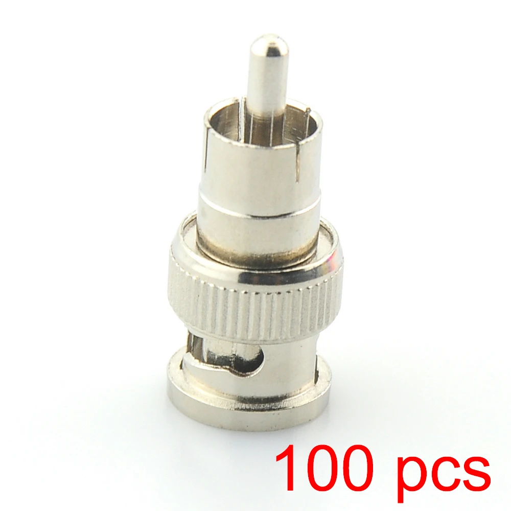 

100x BNC Male to RCA Male Coax Connector Adapter Cable Coupler for CCTV Camera