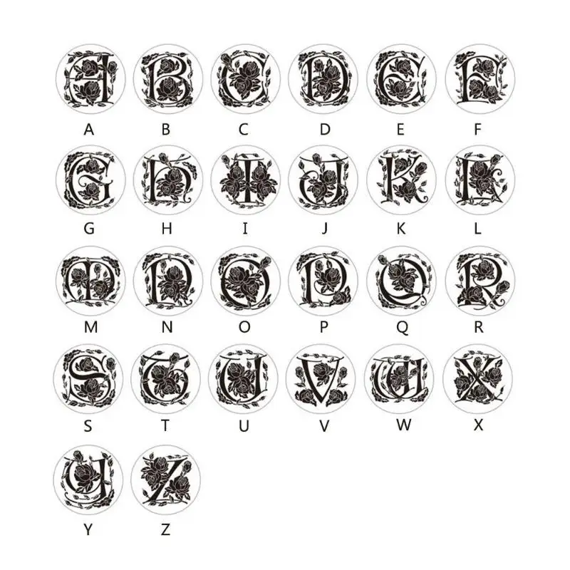 Воск для запечатывания, классический воск, печать, штамп, Ретро стиль, роза, 26 букв, A-Z, алфавит, сделай сам, воск, печать, штамп с ручкой