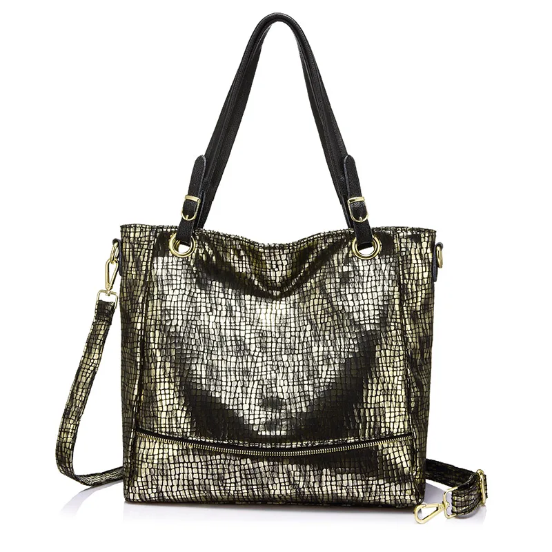 REALER женская сумка для женщин кросс-боди сумки женские большая сумка модных дизайнеров большая емкость изображениями животных - Цвет: Золотой