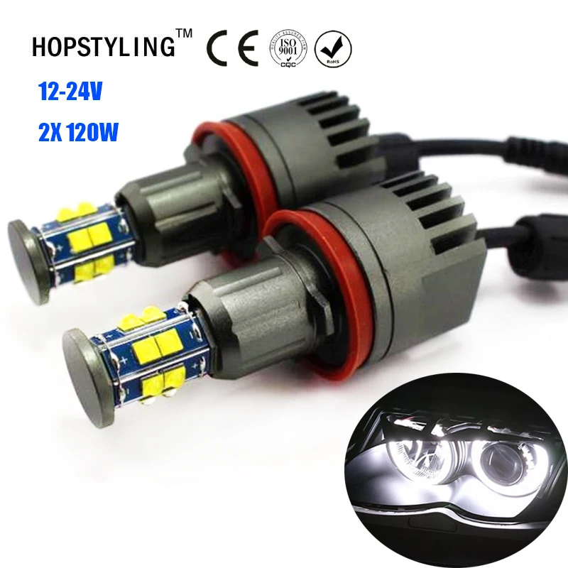 

2pcs/Lot 2x120W 240W E92 H8 LED Angel Eyes Led Marker Lights canbus for BMW X5 E70 X6 E71 E90 E91 E92 M3 E89 E82 E87 Headlight