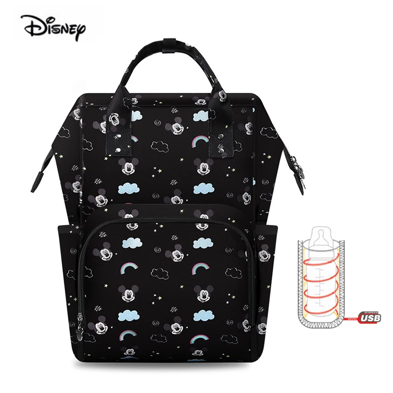 Disney многофункциональный большой емкости водонепроницаемый рюкзак для беременных сумка для подгузников Детская сумка для мамы дропшиппинг - Цвет: Black