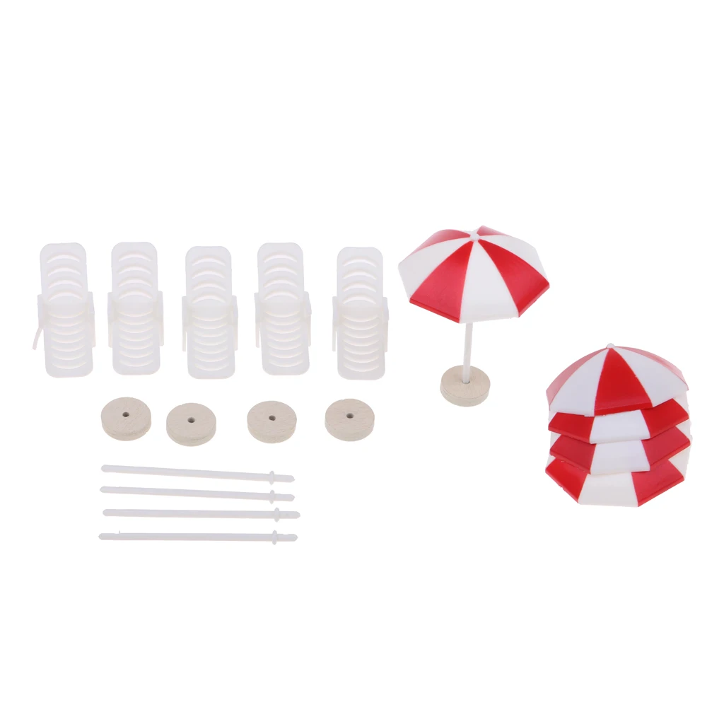 5 Set Mini Deck Chair Beach Umbrella for Dollhouse Yard Garden Swimming Pool Life Scenes Decor Kids Pretend Play Toy 5 Set Mini Deck Chair Beach Umbrella for Dollhouse Yard Garden Swimming Pool Life Scenes Decor Kids Pretend Play Toy