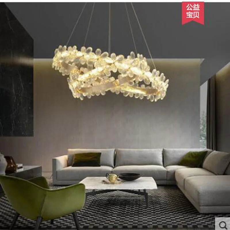 

L Post-modern crystal chandelier warm romantic personality creative living room bedroom restaurant round light luxury lamps