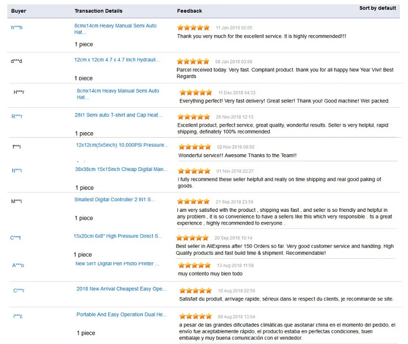 feedback from our customer