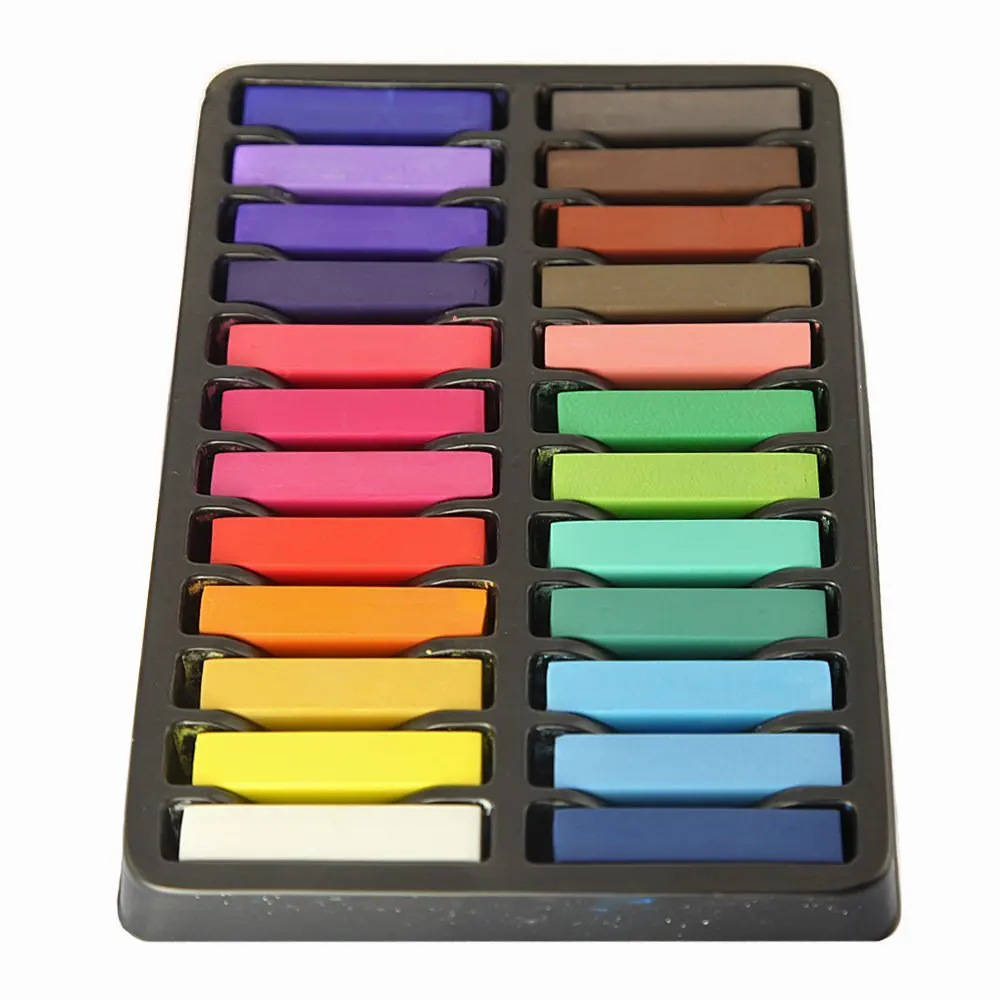 Best Sale Non-Toxic Hair Chalk Temporary Hair Dye Color's Soft Pastels Salon Hair Color Set Kit (24 PCS)