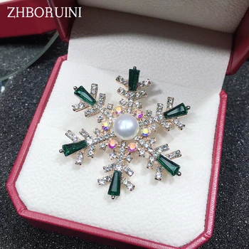 

ZHBORUINI 2019 New Natural Pearl Brooch Snowflake Pearl Breastpin Freshwater Pearl Jewelry For Women Birthday Gift Accessories