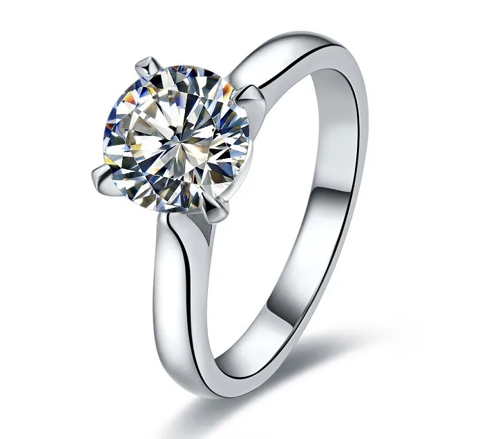 

Round Brilliant 2CT Synthetic Diamonds Female Wedding Anniversary Ring Excellent Quality Girl Love Best Jewelry Gift