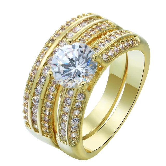 Us 404 5 Offluxury Gold Finger Rings Sets Pave White Aaaaa Czech Zircon Jewelry Wholesale Wedding Engagement Ring For Women Drop Shipping In