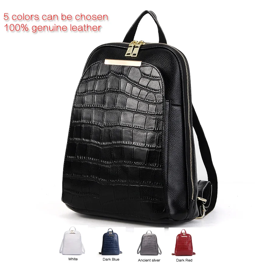 ZENCY clásico 2019 Natural 100% cuero genuino de vaca todos los días las mujeres Mochila señoras niñas Top capa de piel de vaca bolso Mochila