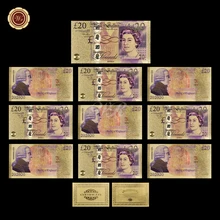 WR Di Compleanno Della Decorazione Variopinta Delle Banconote In Oro di Qualità 20 £ 24k Lamina D'oro di Denaro Falso di Arte Artigianato per le Imprese di Souvenir regali