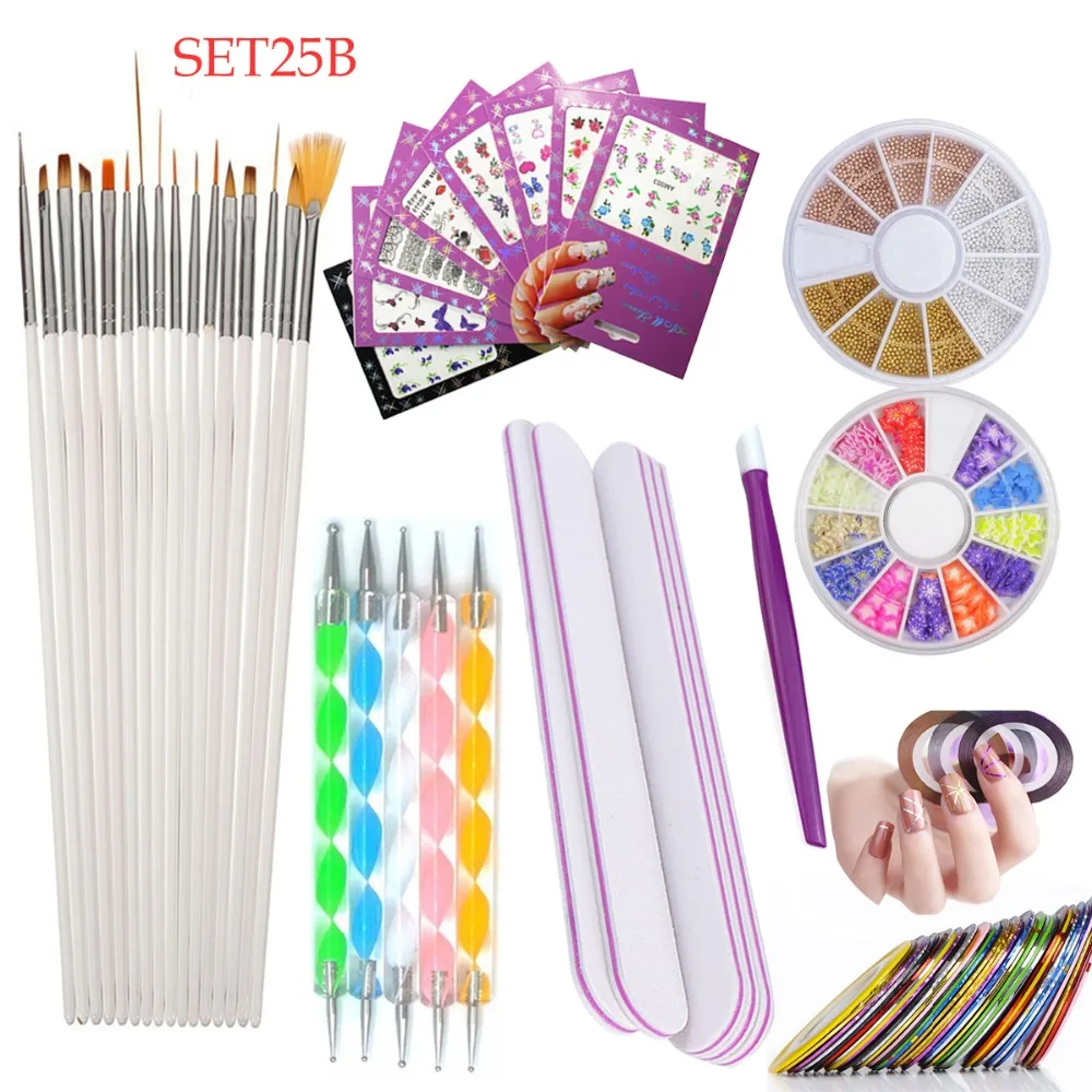 

Bittb 10pcs Nail Rhinestones Rolls Dotting Pen Manicure Beauty Brush Kit 3D Glitter Nails Sticker Decal Nail Art Tools Set