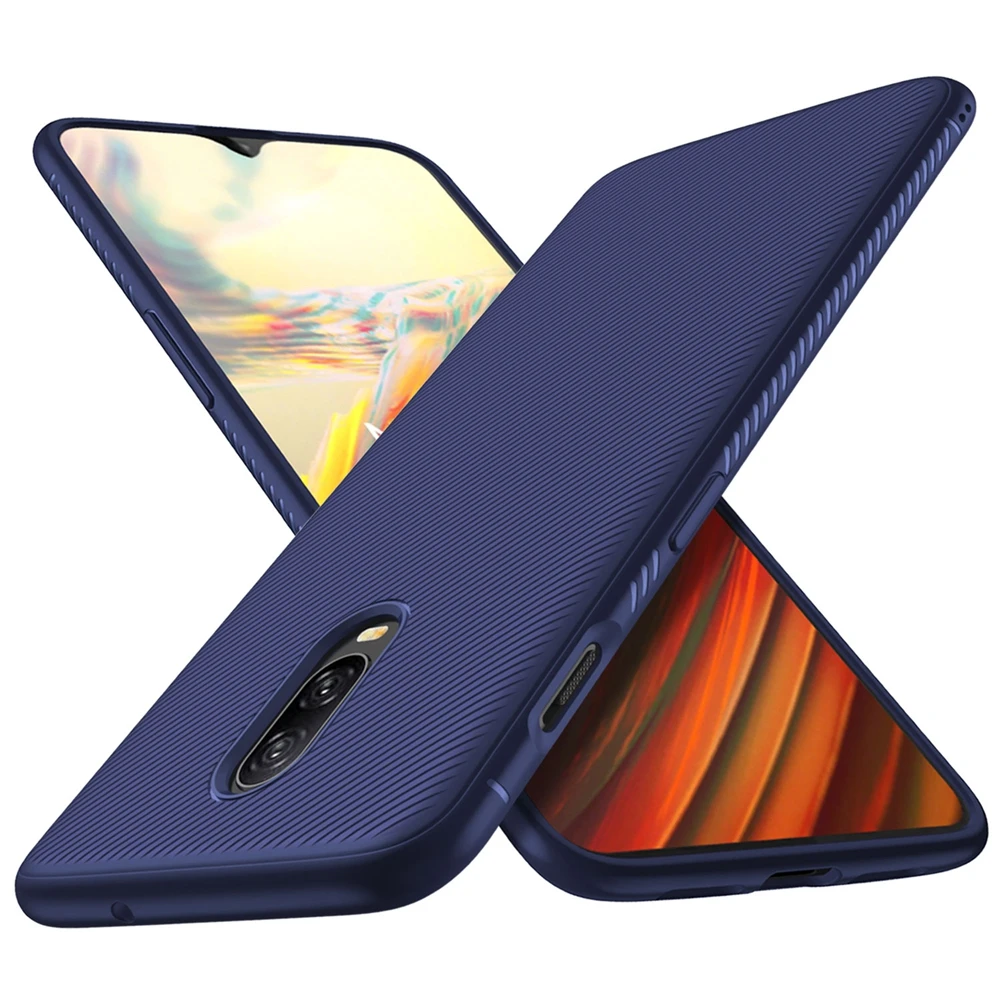 Best One Plus 6t Case Luxury Environ Silicone Phone Case for One Plus 6 Coque TPU Soft Carbon Fiber Back Cover for One Plus 6t Funda
