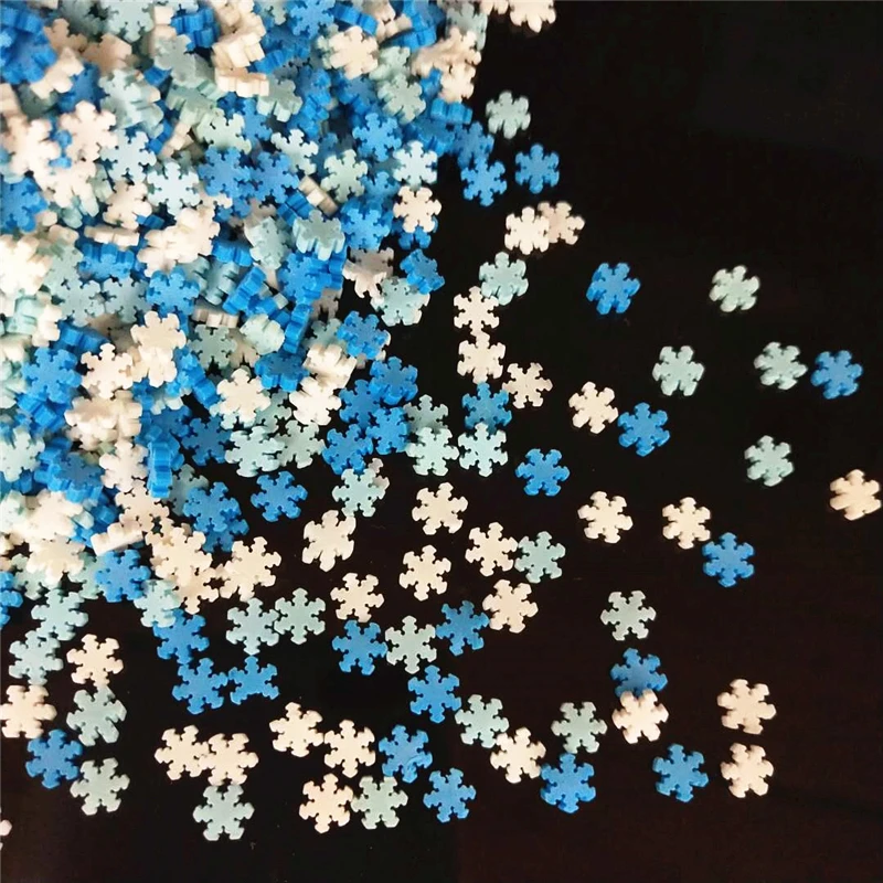 

20g/lot Snowflake Polymer Hot Soft Clay Sprinkles Colorful for Crafts plastic klei Tiny Cute Mud Particles Blue White Snow
