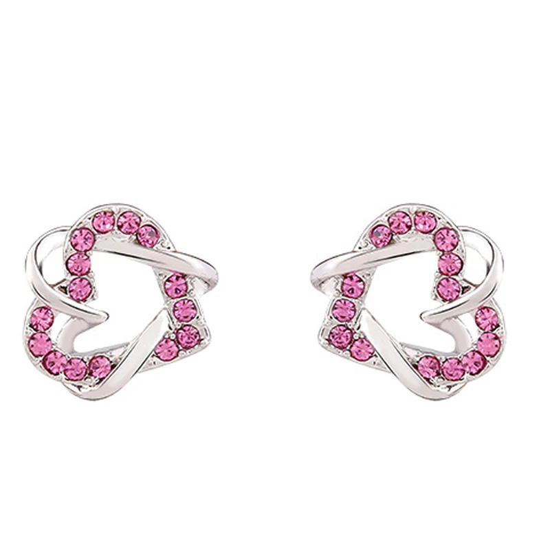 Женские серьги гвоздики в виде сердца с кристаллами|fashion stud earrings|stud earringsrhinestone