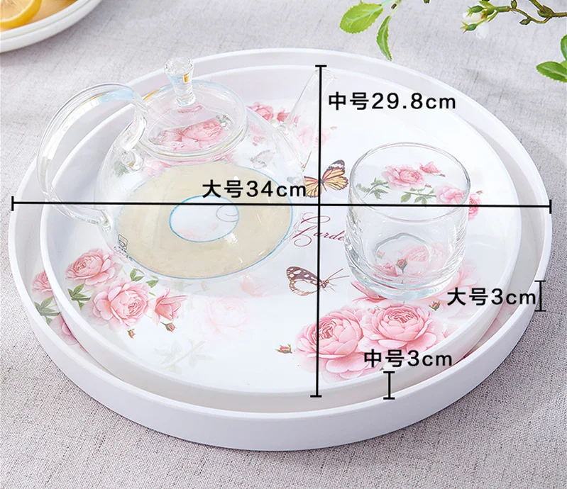39cm,35cm,30cm round dish plate Square Trays for Party/Hotel/Home Dinner Plate Dish  for Snacks Fruit Milk 3