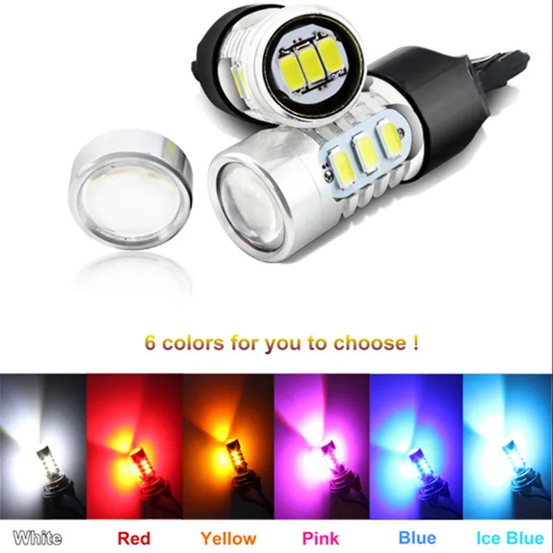 

Tcart Wholeasle free ship 100pcs/lot t20 7443 w21/5w car led stop brake light trunk parking lamp 9-24V 5730 chip lamp