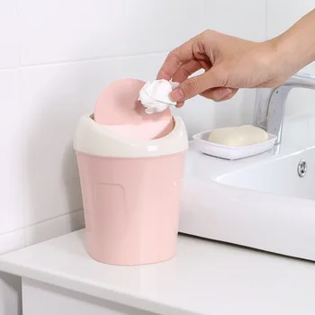 

Trumpet Desktop Waste Bins Mini Creative Kitchen Living Room Trash Can Rolling Cover Dustbin