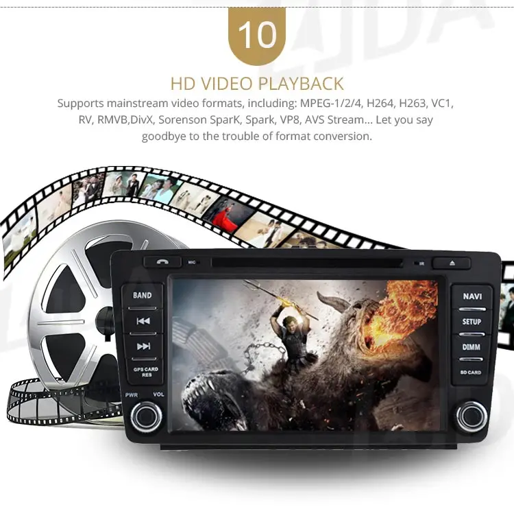 Sale LJDA 8 Inch 2 DIN Anrdroid 9.1 Car DVD Player For SKODA Octavia 2009-2013 Bluetooth WIFI GPS Navigation Radio Multimedia 2G RAM 12