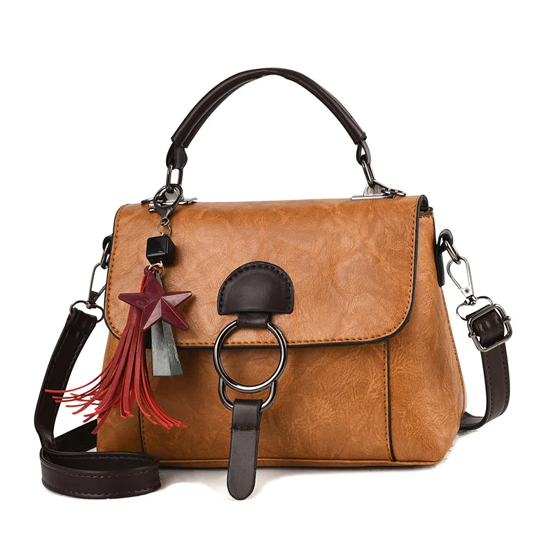 

2019 New Brand Women's Bag Fashion Pendant Handbag Women's New Boston Shoulder Bag Women's High Quality PU Messenger Bag