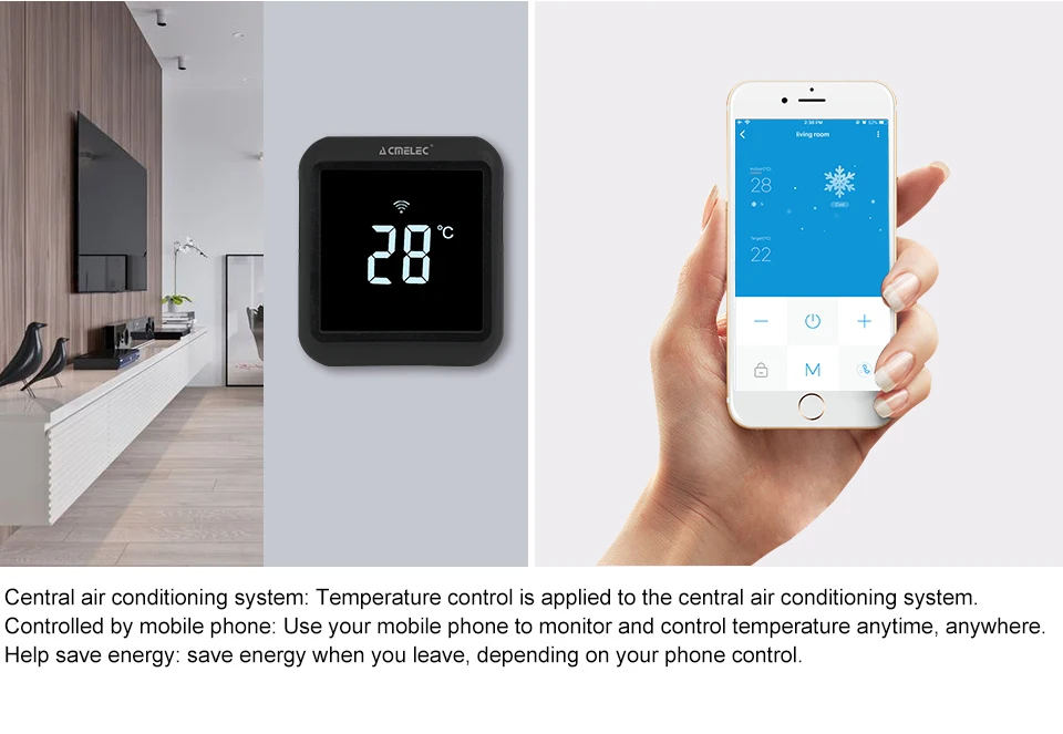 Регулятор температуры центральный кондиционер Wi-Fi термостат приложение контроль температуры AE-58-K сенсорный ЖК-экран