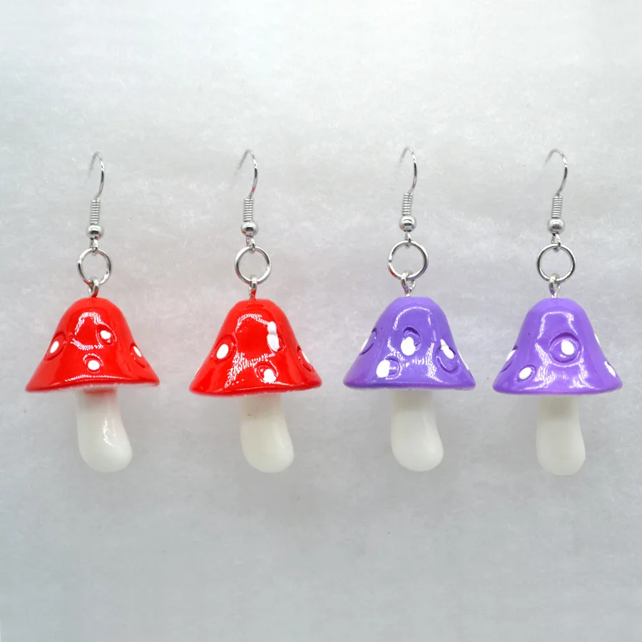 

Fashion Woman Sweet Fresh Handmade Resin Simulation Mushroom Earring Funny Plant Earrings for Girl Cute Jewelry Accessories Gift