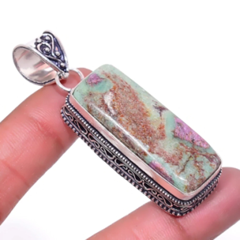 

Rubys Zoisite Pendant Silver Overlay over Copper , 58.8 mm, P6610