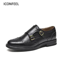 Тренд Роскошная Брендовая женская обувь из натуральной коровьей кожи монах Лоферы для женщин на низком каблуке платье Chaussure Femme Коренастый Повседневная Demen Talon