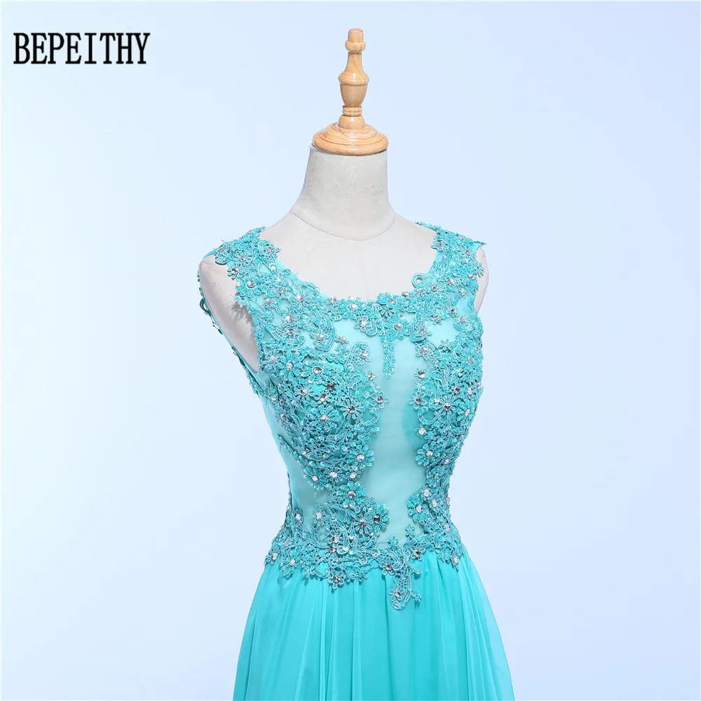 BEPEITHY vestido de festa Элегантное длинное вечернее платье из тюля с глубоким вырезом сзади и блестками аппликация вечернее платье Robe De Soiree