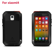 For Xiaomi Mi4 LOVE MEI Powerful Waterproof Shockproof Dirtproof Aluminum Cases Metal Cover for Xiaomi mi 4 with Glass