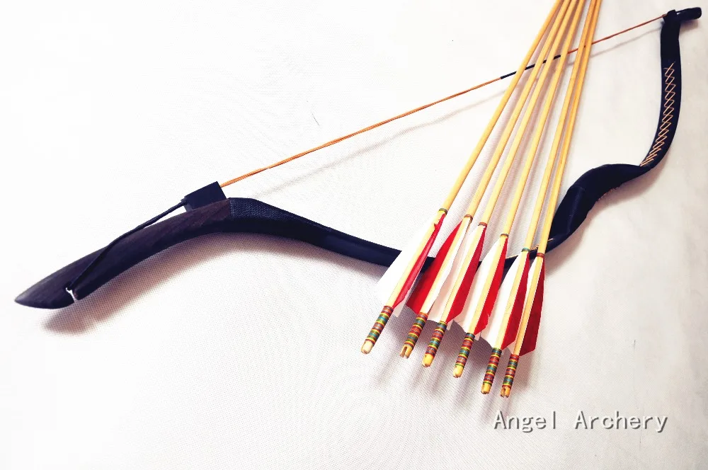 Большой лук ручной работы чисто черная кожаная recurve длинный для стрельбы 20lb-60lb и 6