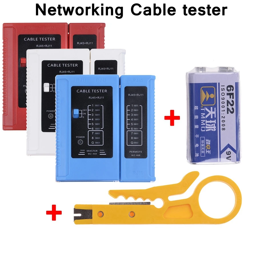 Сетевой кабель тестер подарочный набор RJ45 Кабельный тестер 3 цвета дополнительно включает 9 В Батарея и кабель нож оптовая продажа