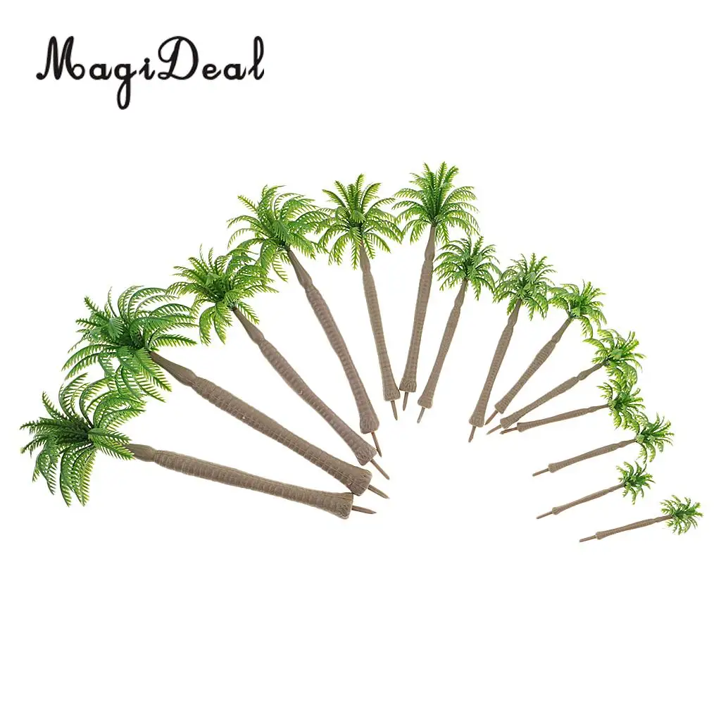 Simulation 20Pcs 1/250 Scale Coconut Tree Model for Garden Park Model Building Scenery Diorama Layout Home Office Desk Decor