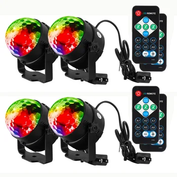 

4PCS LED Disco Ball Light with Remote Control Portable Mini RGB Party Lamp 7 Colors Sound Actived Crystal Magic Stage