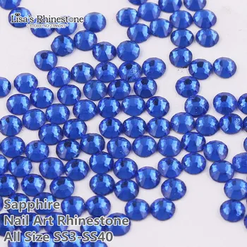 

SS3-SS34 Sapphire Nail Art Glass Rhinestones Flatback Non HotFix Glue On Rhinestone For Nails DIY