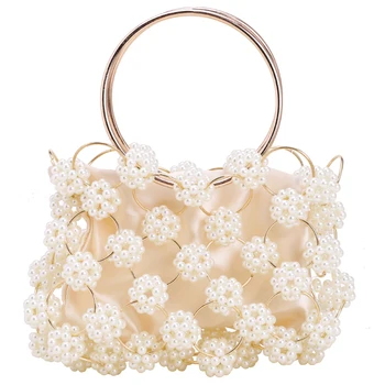 

Luxury Handmade Women Pearl Bags Bead Box Bag Evening Beaded Handbag Clutch Totes Lady Hand Bag Female Purse Brand