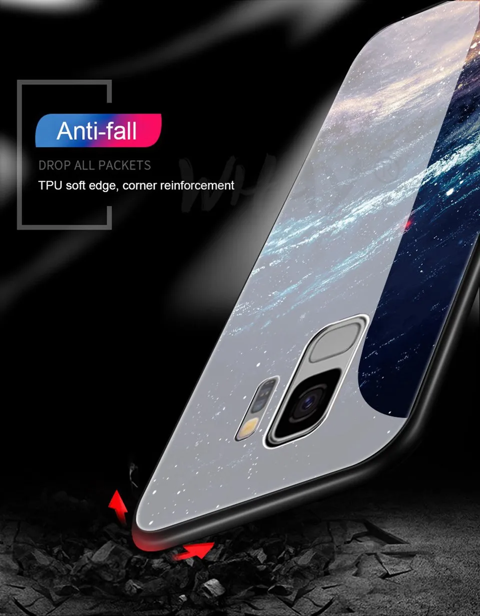Tempered Glass For Samsung Galaxy S9 Plus Silicone Capa Luxury Patterned Back Case For Samsung S9 Plus S9Plus Note 8 Note8 Cover (7)