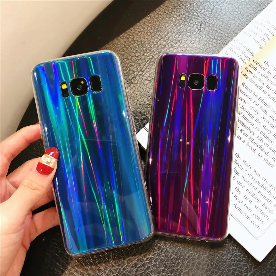 Aurora laser Phone Cases For Samsung Galaxy S8 S9 S10 Plus S10E XiaoMi 9 8 SE A2 A1 RedMi 6 Pro 6A S2 Note 7 Cover Soft TPU Case |