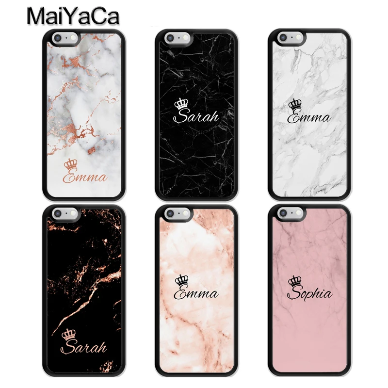 MaiYaCa Personalised Name Rose Gold Crown TPU Rubber Phone