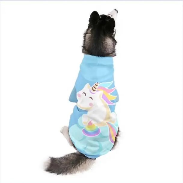 Pawzroad Pet 3D собака кофты Толстовки печати симпатичная одежда зима Костюмы для больших Товары для собак Толстовки настроить Вышивка Крестом Картины - Цвет: Unicorn