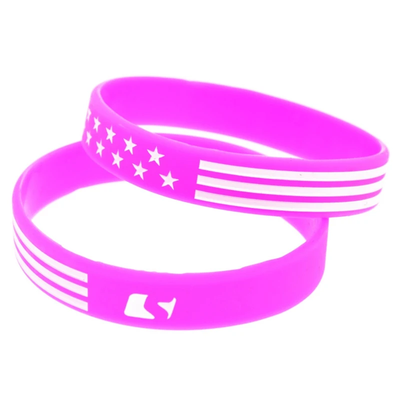 1pc Red Blue White Thin Line America Bracelet Wristband Silicone Rubber