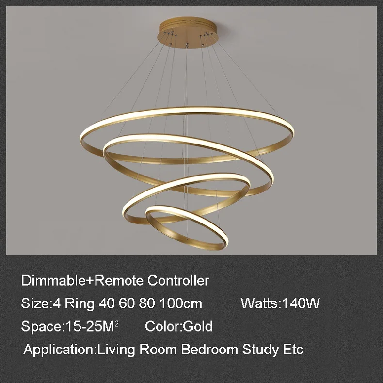 Скандинавские круглые кольца, современная светодиодная люстра, атмосфера дома, Интернет, огни знаменитостей, простая гостиная, лестница, светильник для спальни - Цвет абажура: 4 Rings 100 80 60 40